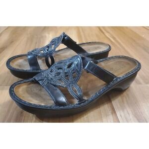 NAOT Black Leather  Adjustable Slide Sandals Size 39 US 8-8.5